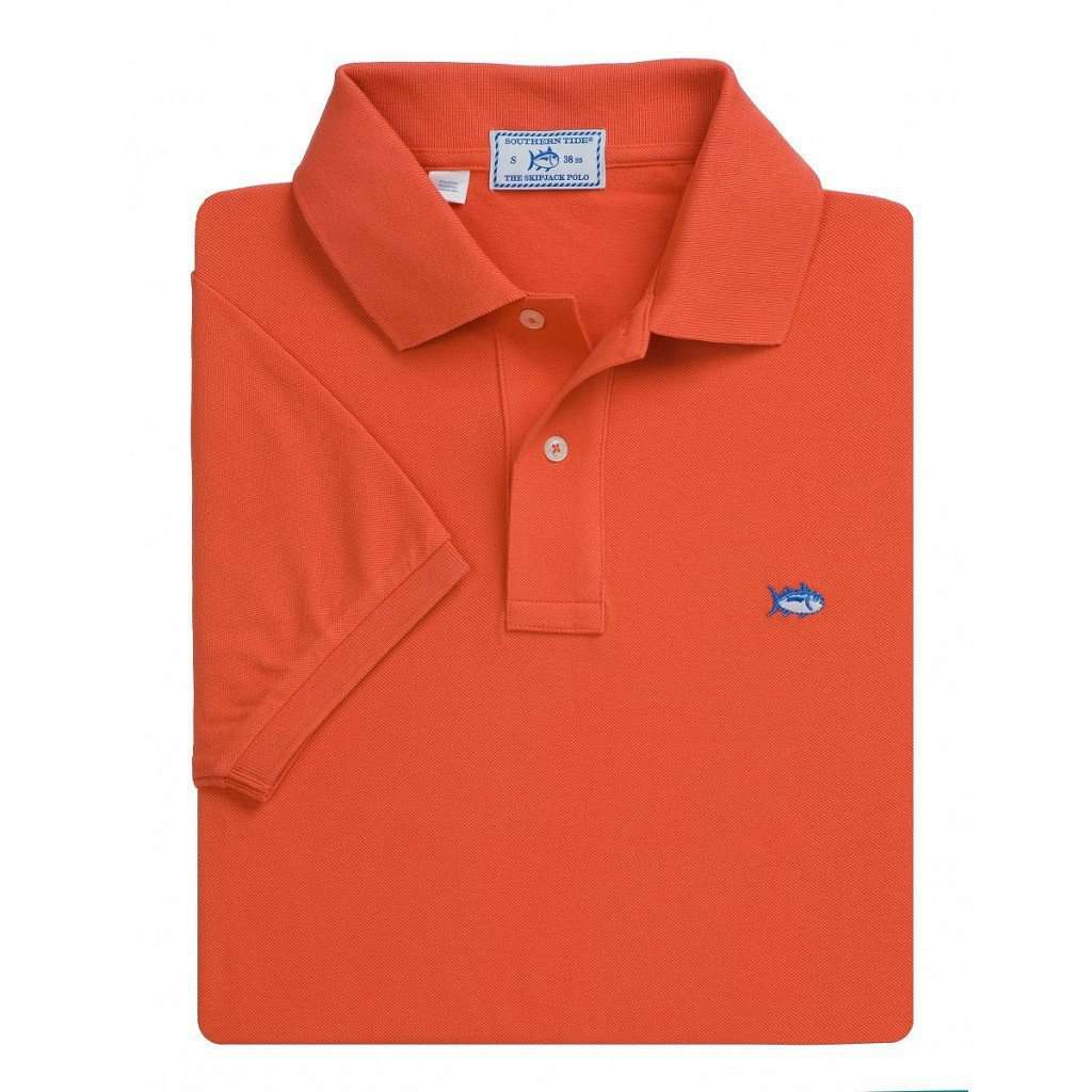 Short Sleeve Classic Skipjack Polo in Deep Sea Coral by Southern Tide - Country Club Prep