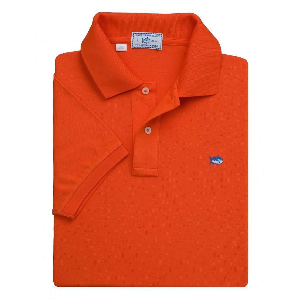 Short Sleeve Classic Skipjack Polo in Endzone Orange by Southern Tide - Country Club Prep