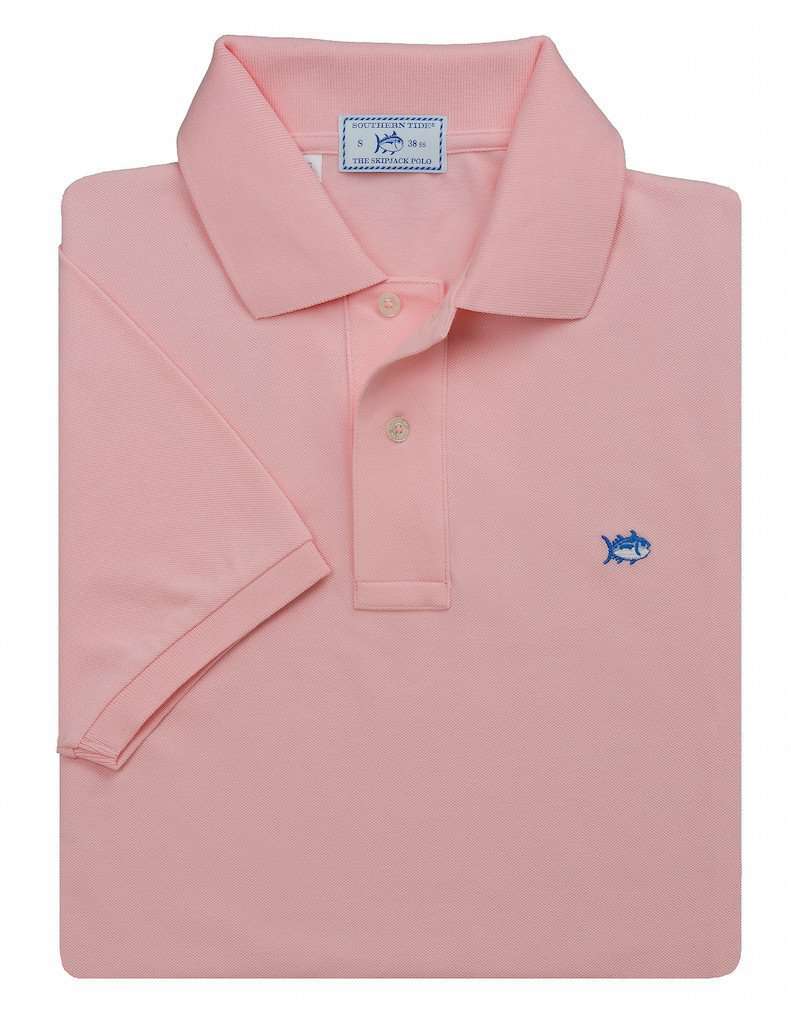 Short Sleeve Classic Skipjack Polo in Pink by Southern Tide - Country Club Prep