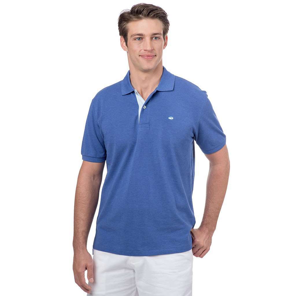 Signature Stripe Placket Skipjack Polo in Cobalt Blue by Southern Tide - Country Club Prep