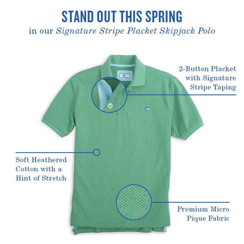 Signature Stripe Placket Skipjack Polo in Cobalt Blue by Southern Tide - Country Club Prep