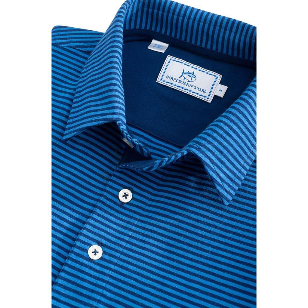 Striped Channel Marker Polo in Meridian Blue by Southern Tide - Country Club Prep