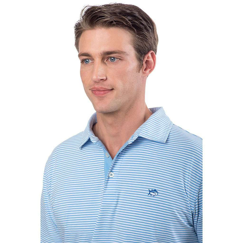 Striped Channel Marker Polo in Ocean Channel by Southern Tide - Country Club Prep