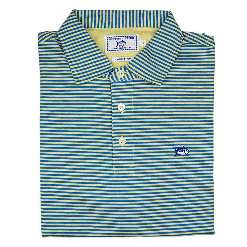 Striped Channel Marker Polo in Pineapple by Southern Tide - Country Club Prep