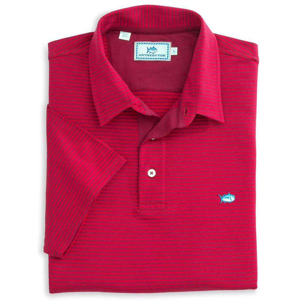 Striped Channel Marker Polo in Portside Red by Southern Tide - Country Club Prep