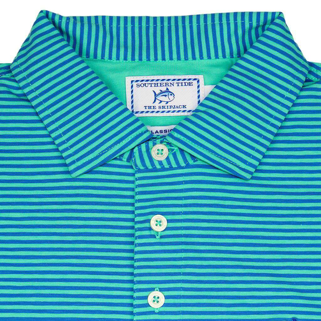 Striped Channel Marker Polo in Seaglass by Southern Tide - Country Club Prep