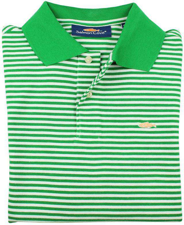 Striped Polo in Augusta Green by Salmon Cove - Country Club Prep