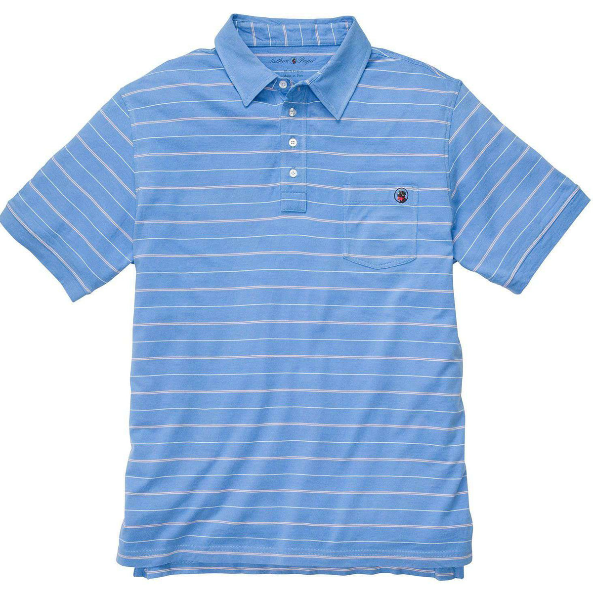 Striped Polo in Bocce Blue by Southern Proper - Country Club Prep