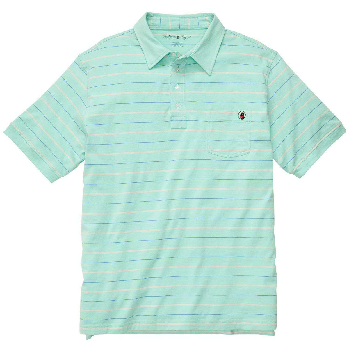 Striped Polo in Duck Egg Green by Southern Proper - Country Club Prep