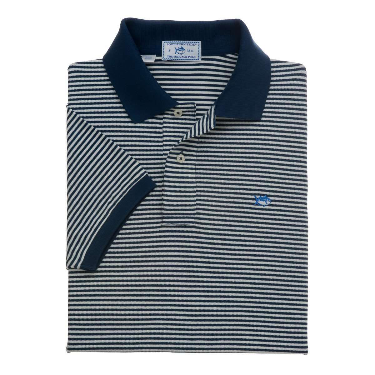 Striped Skipjack Polo in Nautical Blue by Southern Tide - Country Club Prep