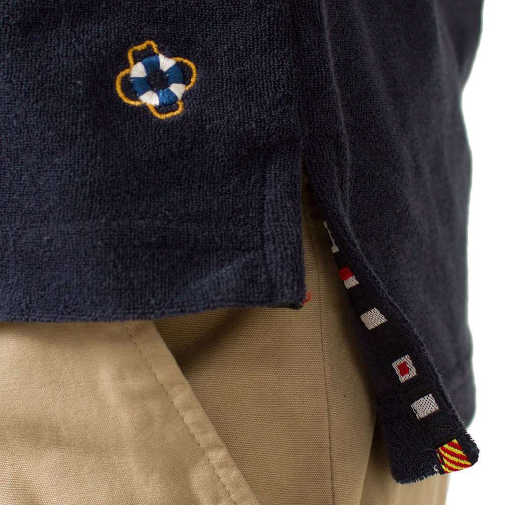 Terrycloth Polo in Nantucket Navy by Castaway Clothing - Country Club Prep