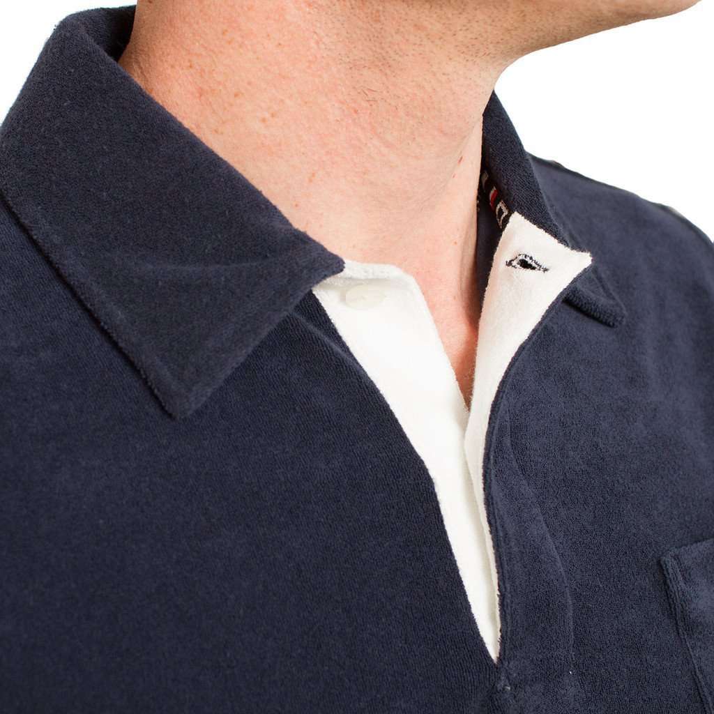 Terrycloth Polo in Nantucket Navy by Castaway Clothing - Country Club Prep