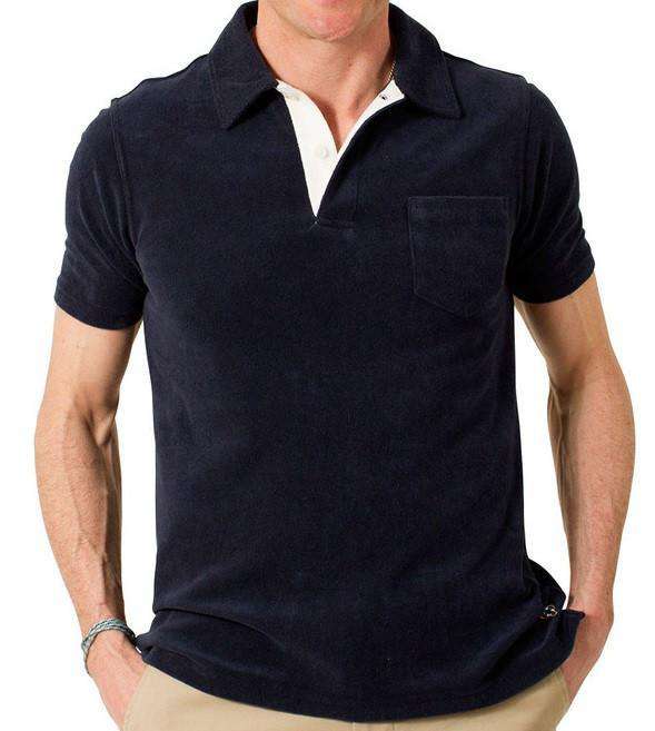 Terrycloth Polo in Nantucket Navy by Castaway Clothing - Country Club Prep