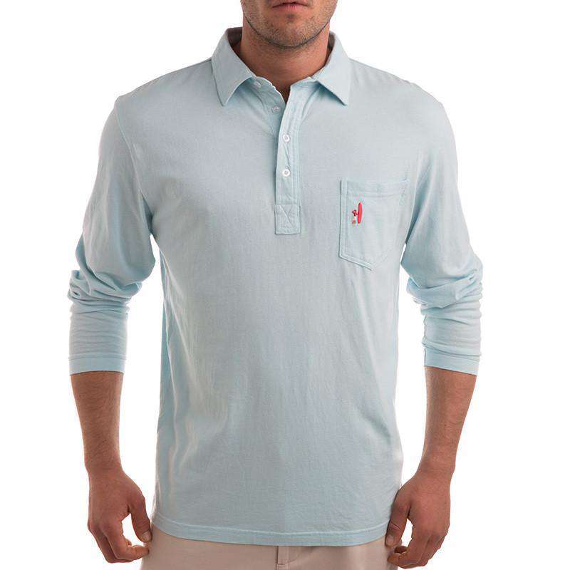 The Long Sleeve 4-Button Polo in Clearwater Blue by Johnnie-O - Country Club Prep