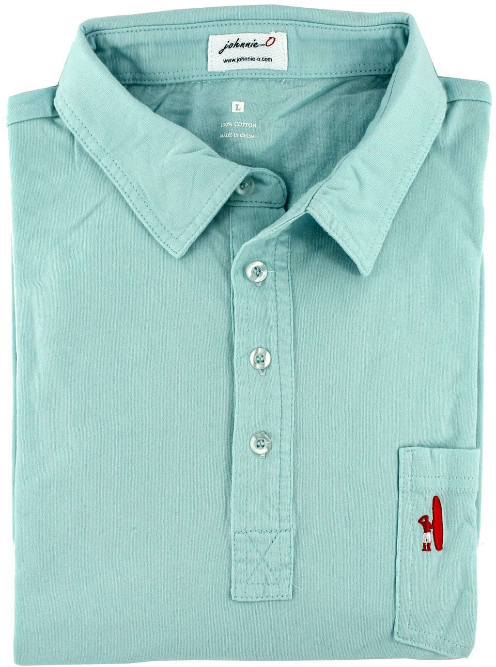 The Long Sleeve 4-Button Polo in Clearwater Blue by Johnnie-O - Country Club Prep