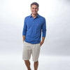 The Long Sleeve 4-Button Polo in Heather Periwinkle Blue by Johnnie-O - Country Club Prep