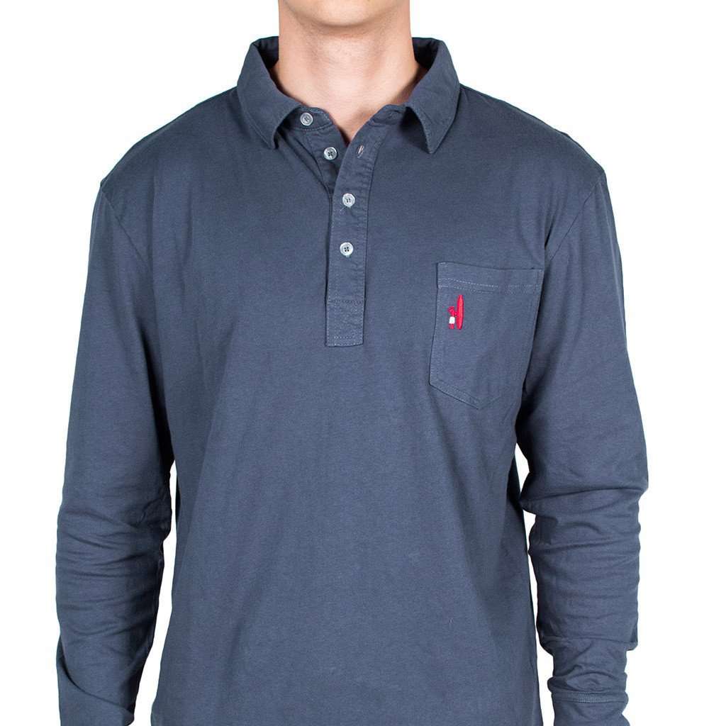 The Long Sleeve 4-Button Polo in Pacific Blue by Johnnie-O - Country Club Prep