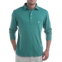 The Long Sleeve 4-Button Polo in Spruce Green by Johnnie-O - Country Club Prep