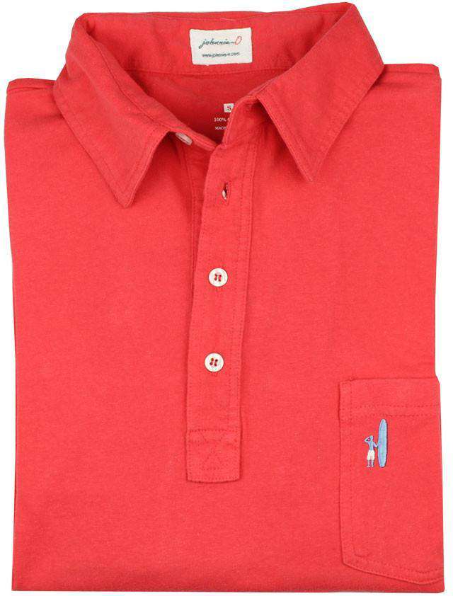 The Long Sleeve 4-Button Polo in Watermelon Red by Johnnie-O - Country Club Prep