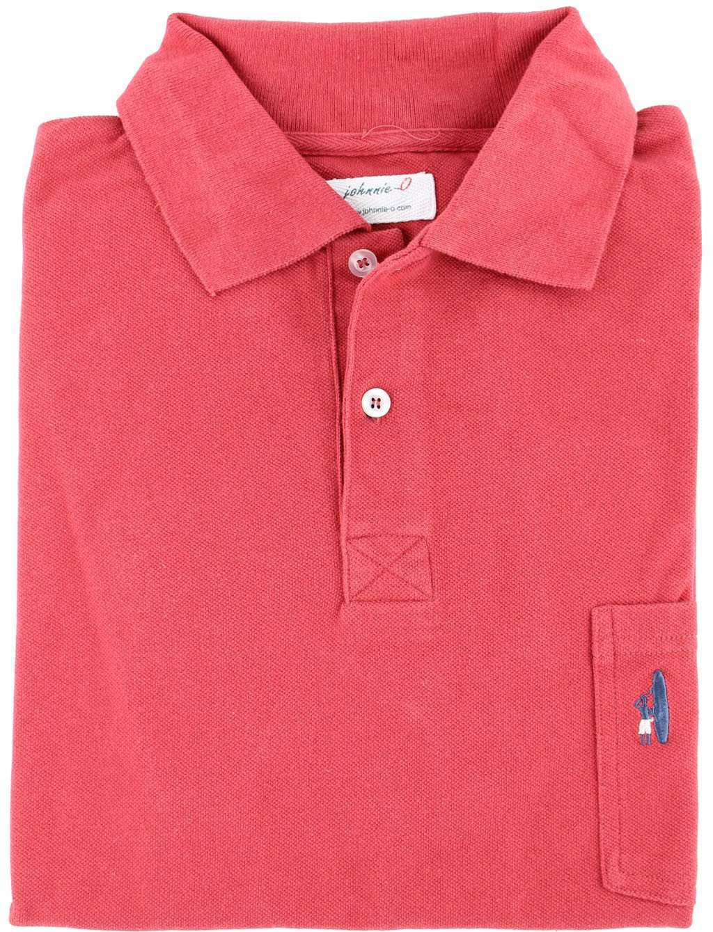 The Long Sleeve Pique Polo in Cranberry Red by Johnnie-O - Country Club Prep