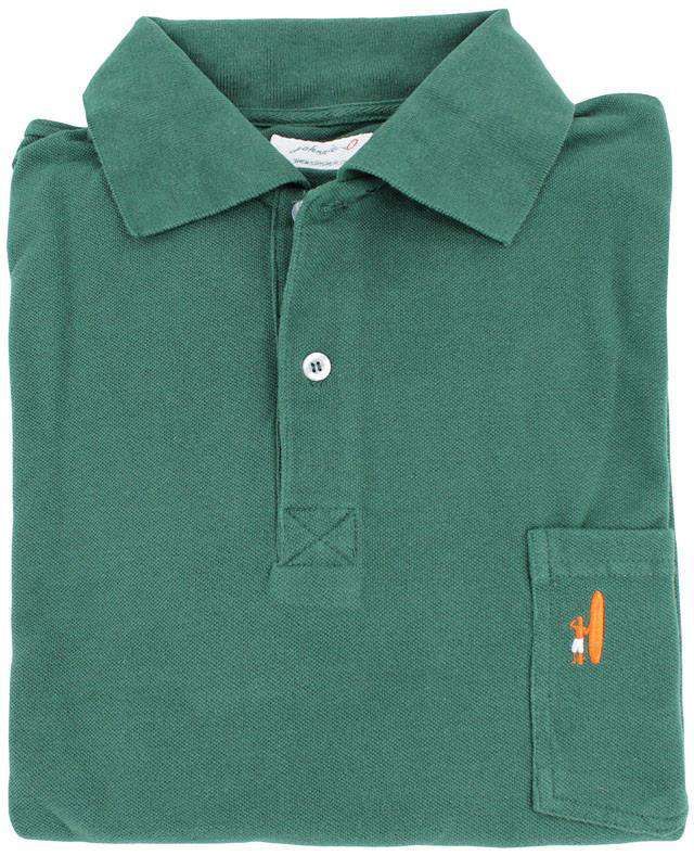 The Long Sleeve Pique Polo in Hunter Green by Johnnie-O - Country Club Prep