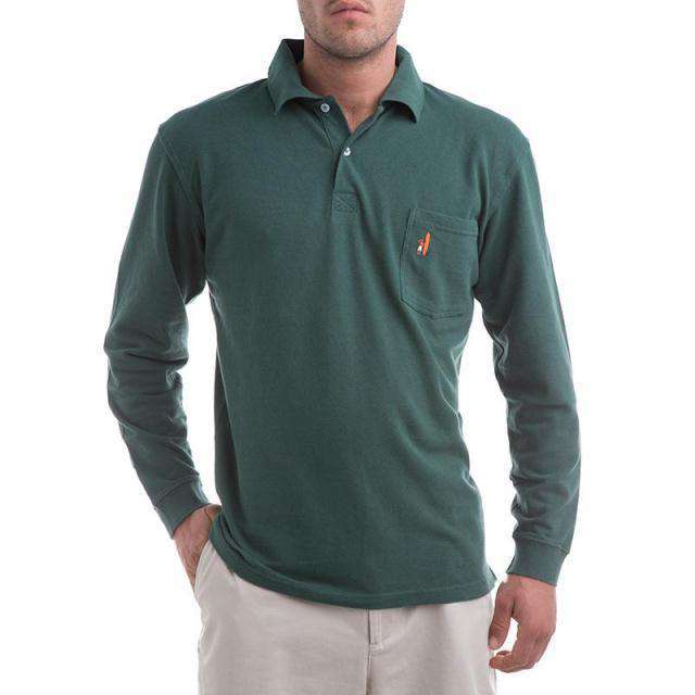 The Long Sleeve Pique Polo in Hunter Green by Johnnie-O - Country Club Prep