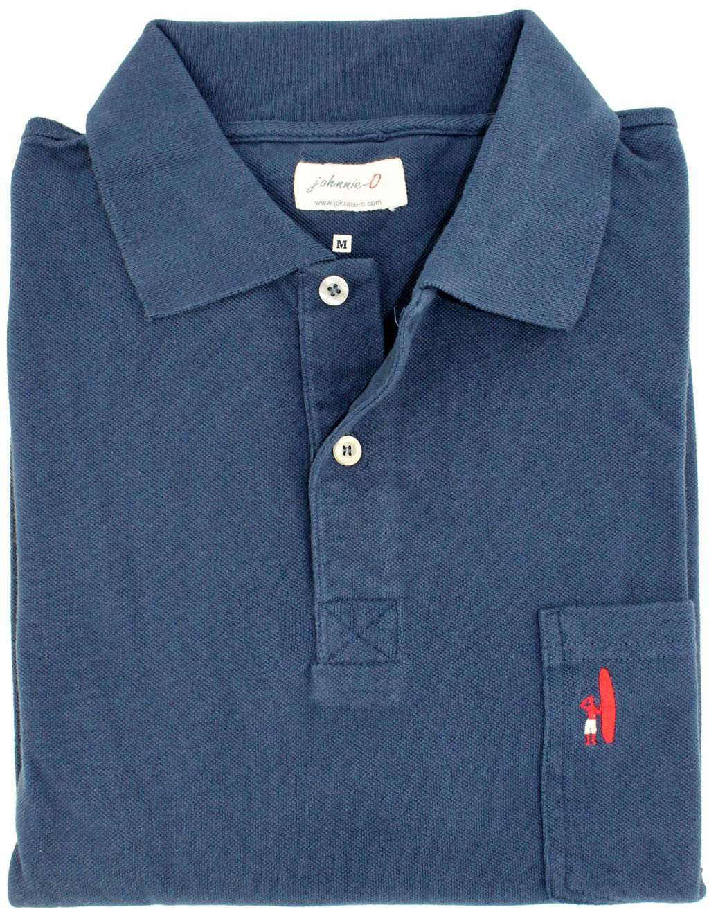 The Long Sleeve Pique Polo in Navy Blue by Johnnie-O - Country Club Prep