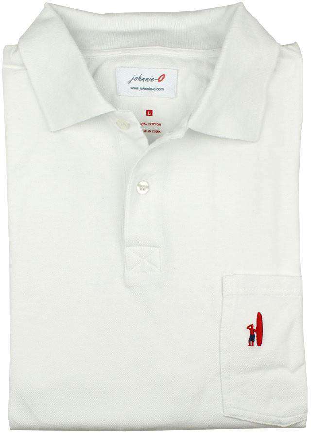 The Long Sleeve Pique Polo in White by Johnnie-O - Country Club Prep