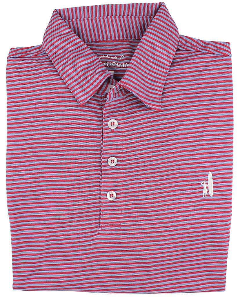 The Moisture Wicking Striped Prep-Performance Polo in Watermelon and Periwinkle by Johnnie-O - Country Club Prep