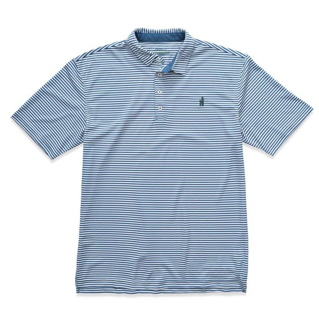 The Prep-Formance Bunker Striped Polo in Breaker Blue by Johnnie-O - Country Club Prep