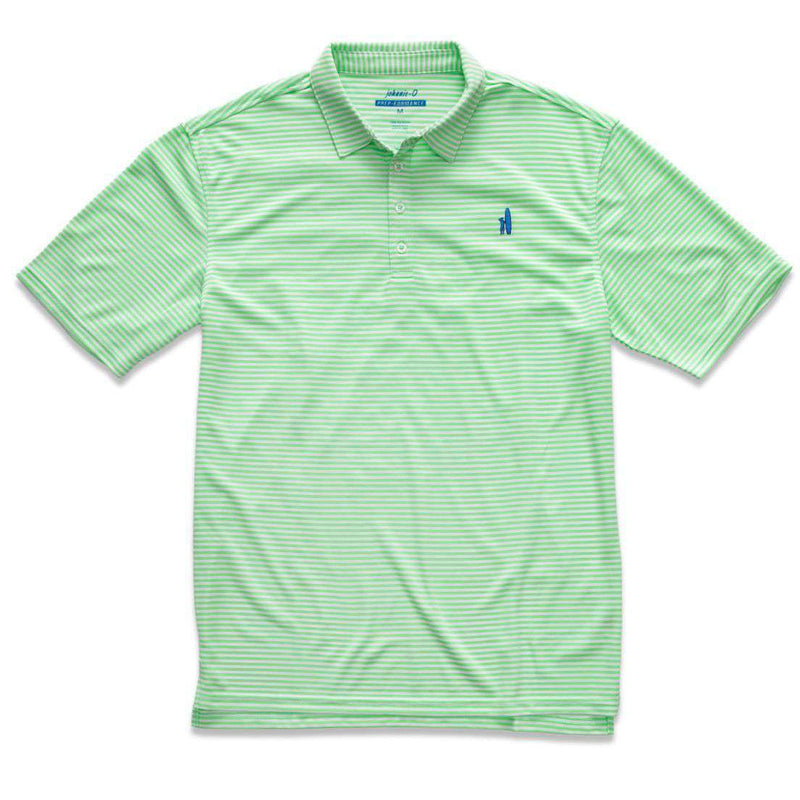 The Prep-Formance Bunker Striped Polo in Bright Mint by Johnnie-O - Country Club Prep