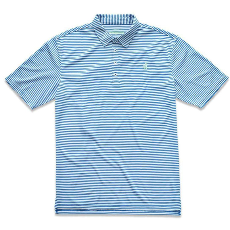 The Prep-Formance Bunker Striped Polo in Riptide Blue by Johnnie-O - Country Club Prep