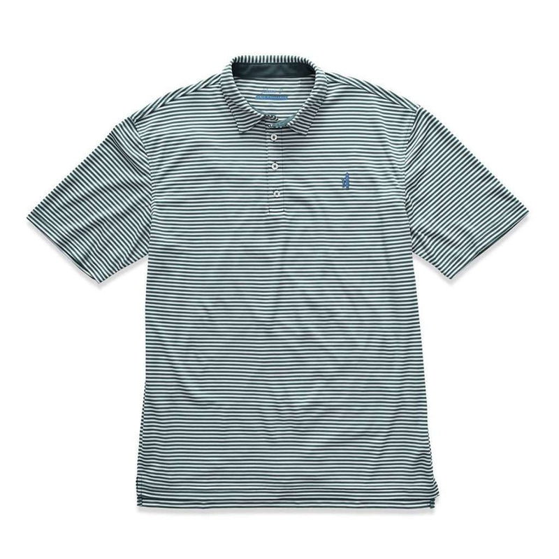 The Prep-Formance Bunker Striped Polo in Silver Pine by Johnnie-O - Country Club Prep