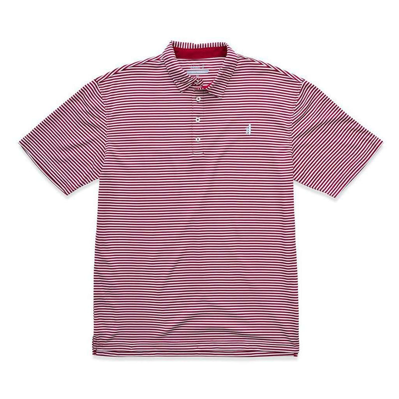 The Prep-Formance Bunker Striped Polo in Sweet Berry Wine by Johnnie-O - Country Club Prep