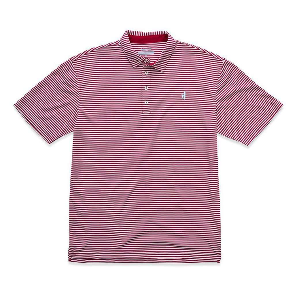 The Prep-Formance Bunker Striped Polo in Sweet Berry Wine by Johnnie-O - Country Club Prep