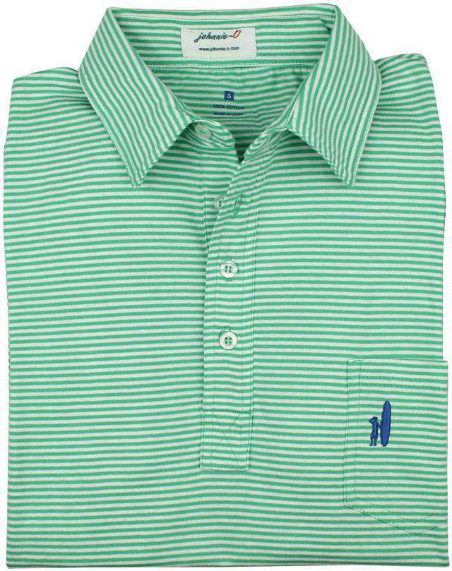 The Striped 4-Button Polo in Spearmint Green by Johnnie-O - Country Club Prep