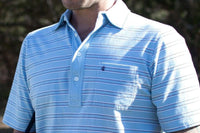 Thin Striped Players Shirt in Carolina Blue by Criquet - Country Club Prep