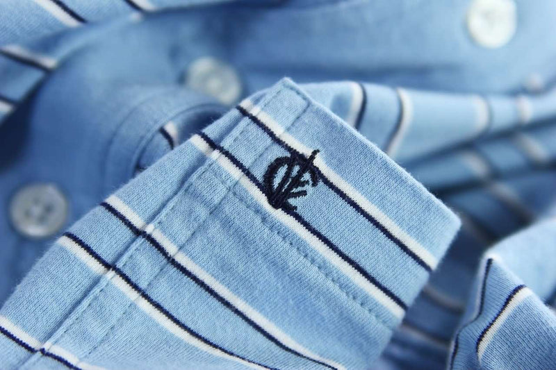 Thin Striped Players Shirt in Carolina Blue by Criquet - Country Club Prep