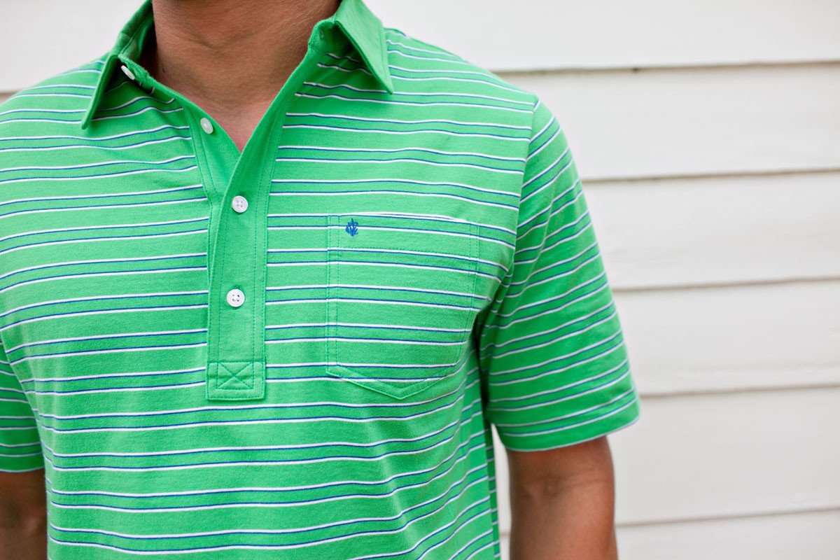 Thin Striped Players Shirt in Kelly Green by Criquet - Country Club Prep