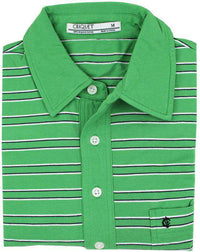 Thin Striped Players Shirt in Kelly Green by Criquet - Country Club Prep