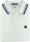 Tipped Polo in White with Carolina Blue and Navy by Boast - Country Club Prep