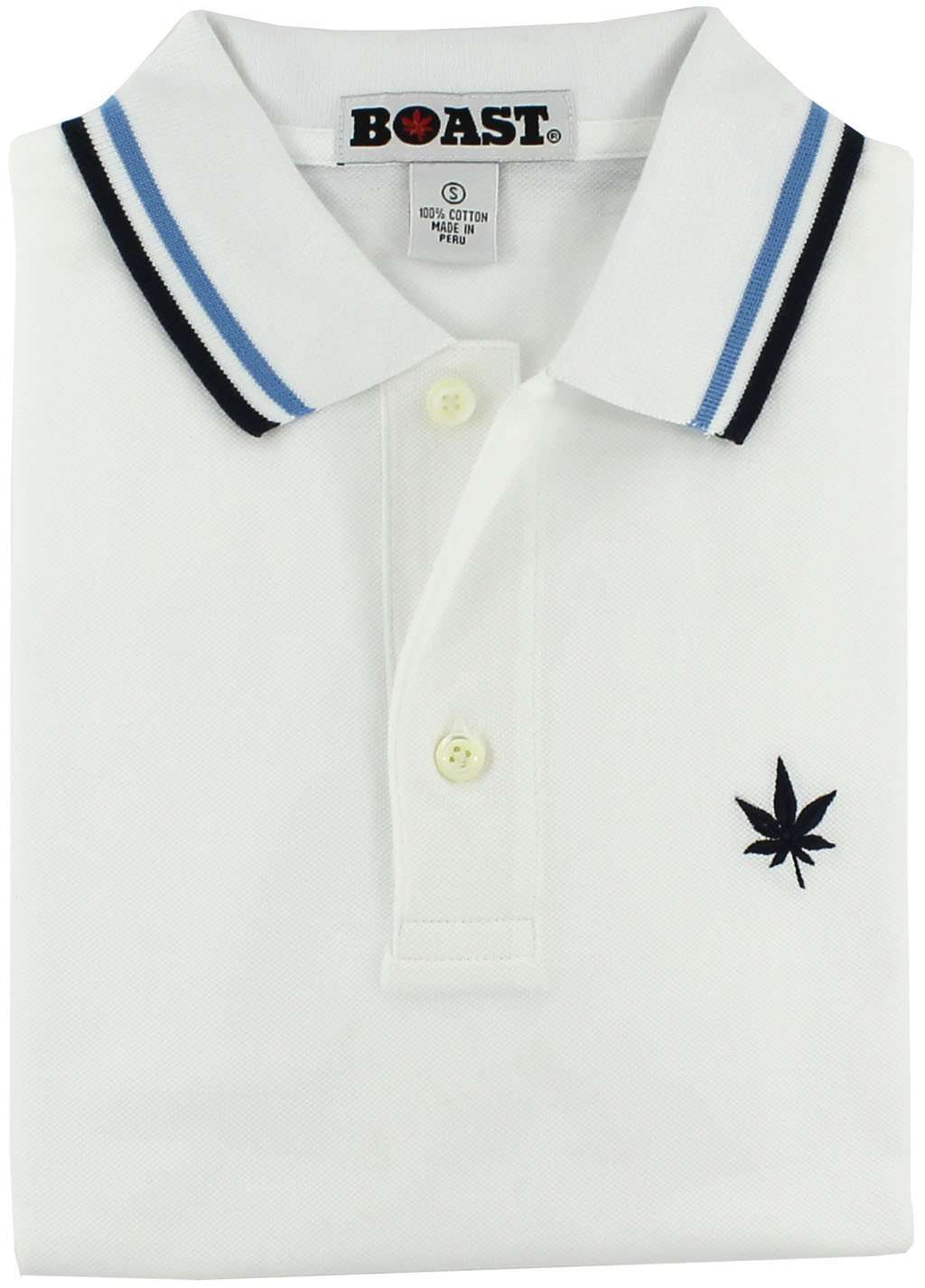 Tipped Polo in White with Carolina Blue and Navy by Boast - Country Club Prep