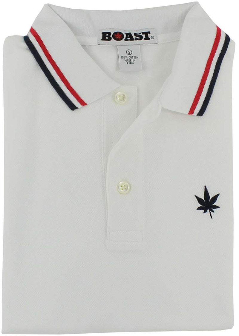 Tipped Polo in White with Red and Navy by Boast - Country Club Prep