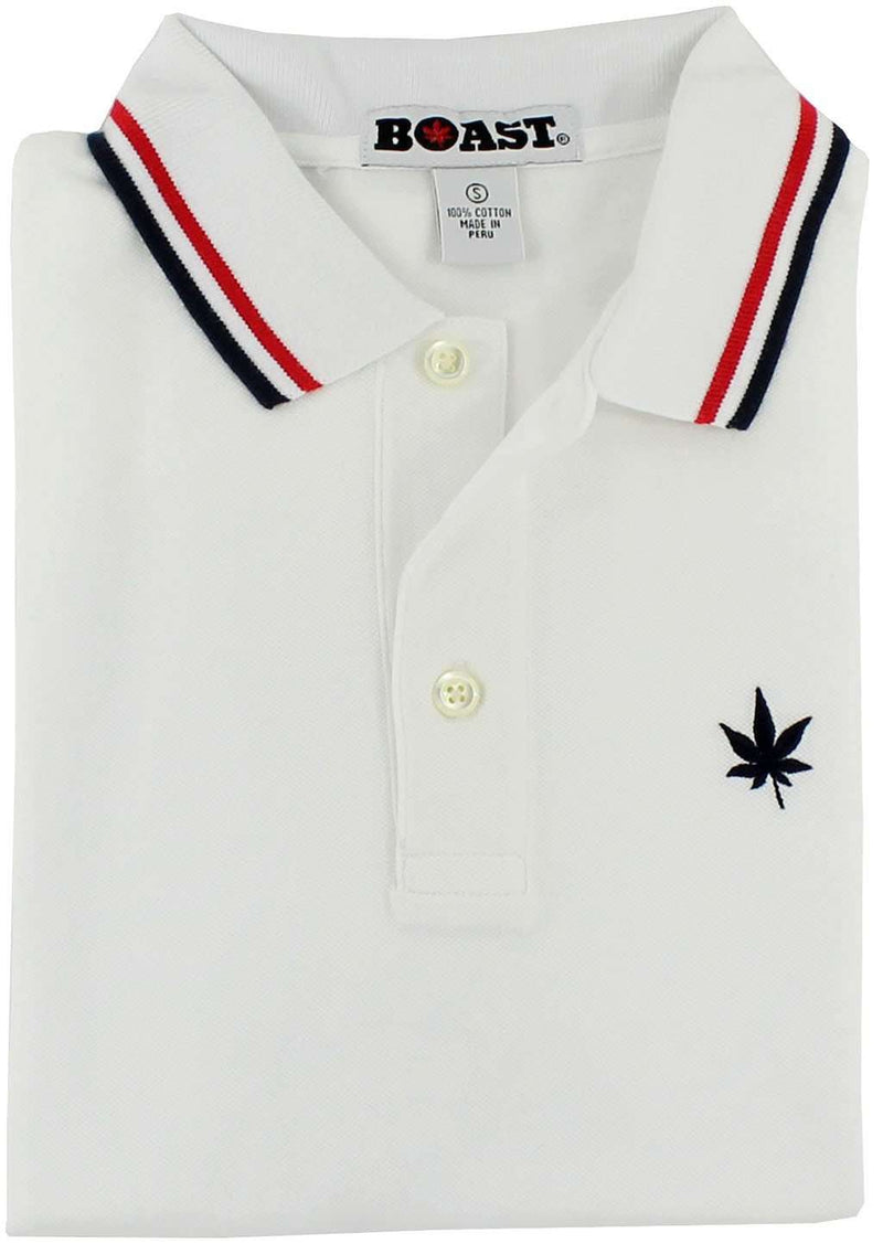 Tipped Polo in White with Red and Navy by Boast - Country Club Prep