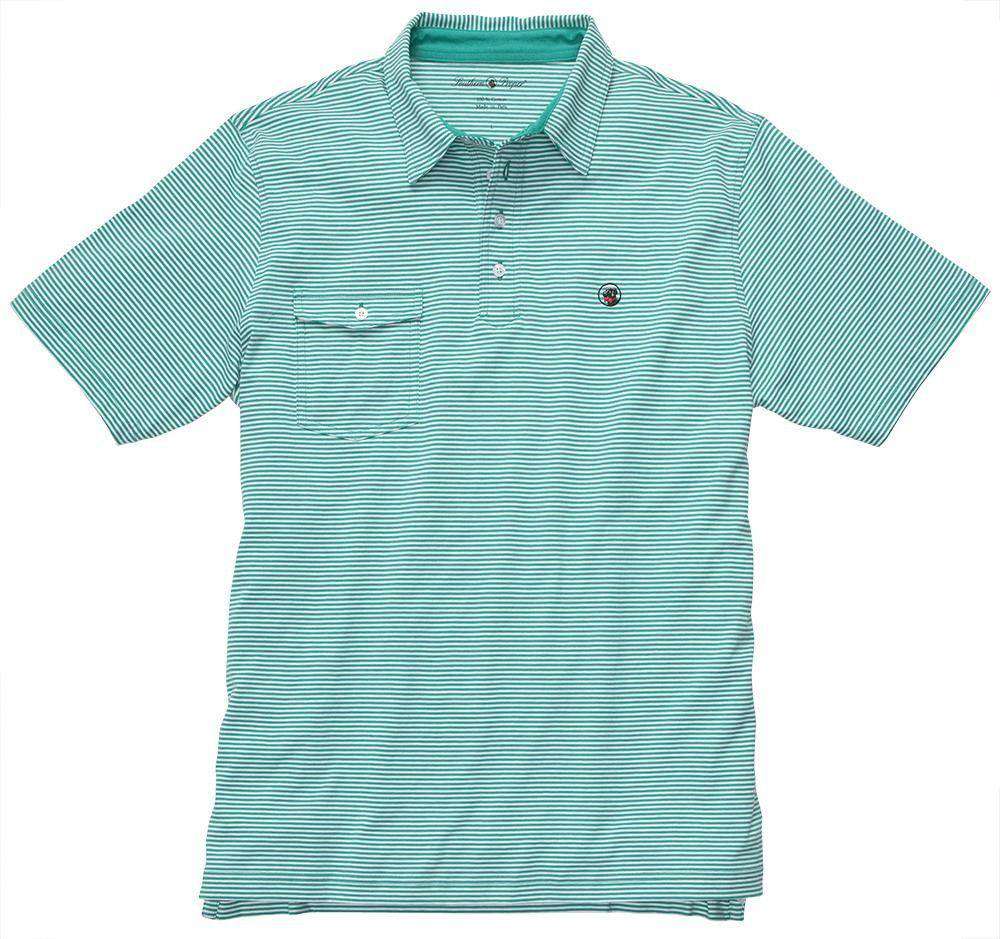 Tourney Golf Shirt in Green Stripe by Southern Proper - Country Club Prep
