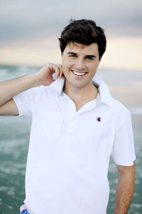 Tourney Golf Shirt in White by Southern Proper - Country Club Prep