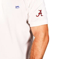 University of Alabama Collegiate Skipjack Polo in White by Southern Tide - Country Club Prep