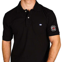 University of South Carolina Collegiate Skipjack Polo in Black by Southern Tide - Country Club Prep