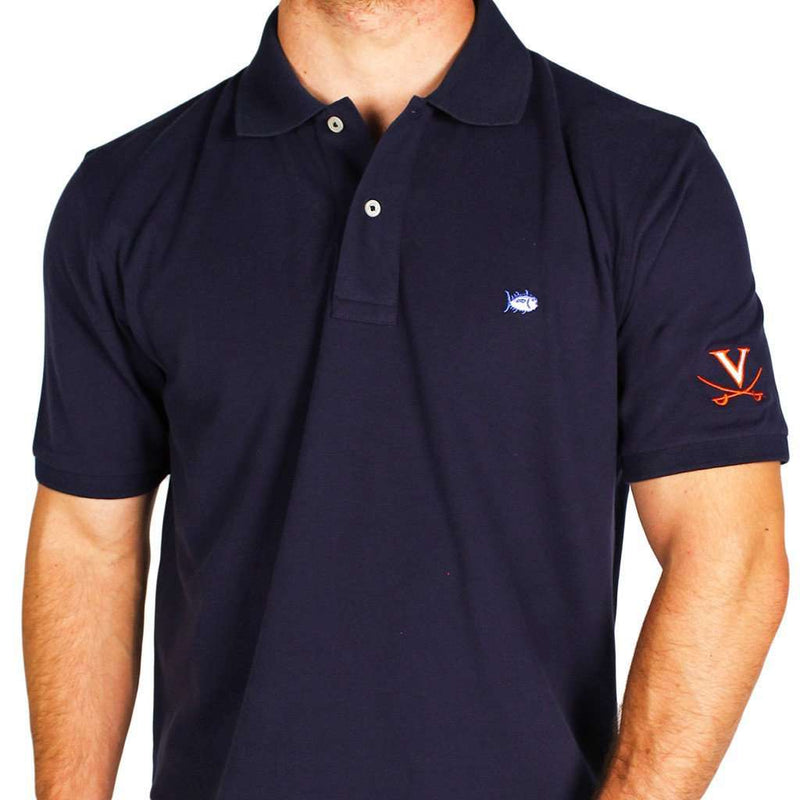 University of Virginia Collegiate Skipjack Polo in Midnight Blue by Southern Tide - Country Club Prep