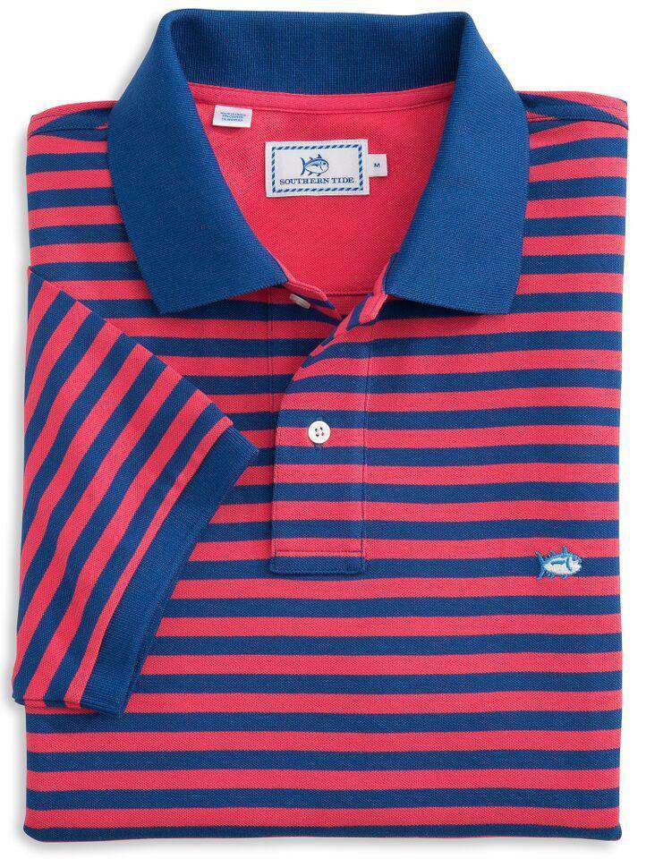 Yacht Stripe Skipjack Polo in Fire by Southern Tide - Country Club Prep
